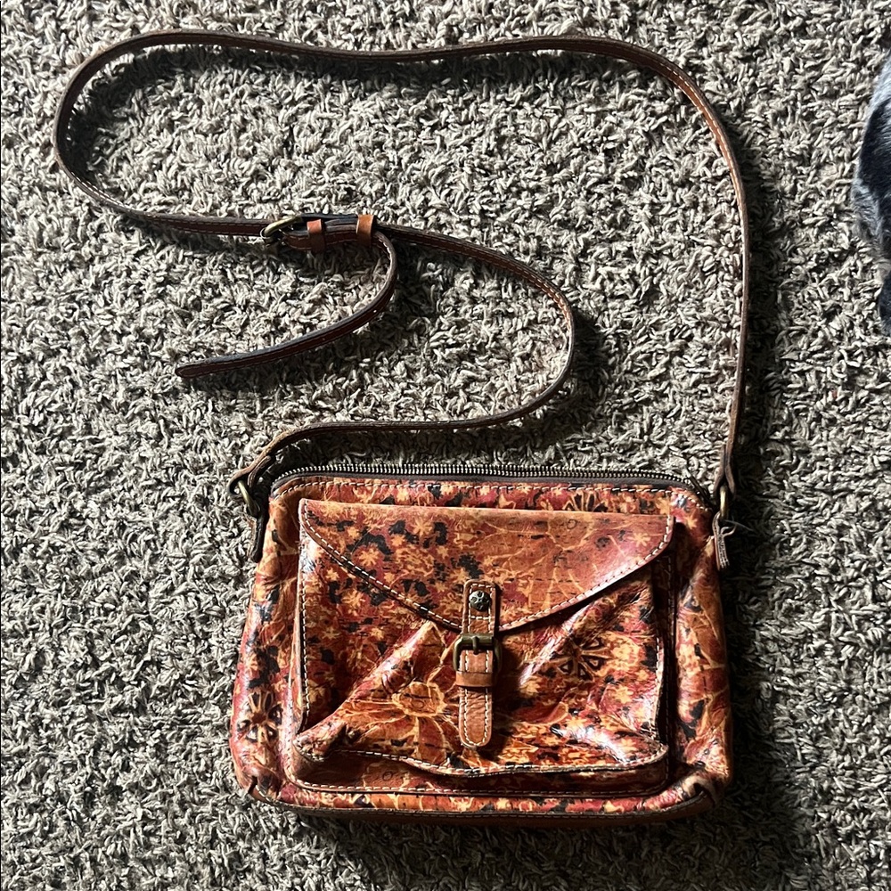 Vintage Floral Patricia Nash Leather Crossbody Bag